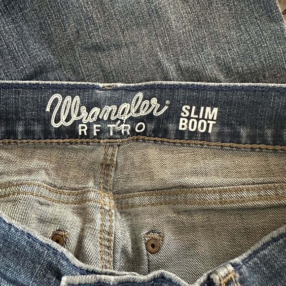 Men’s Sz 29 x 32 Wrangler Retro Slim Boot Medium Worn Wash 5 Pocket Denim Jeans - Picture 5 of 5